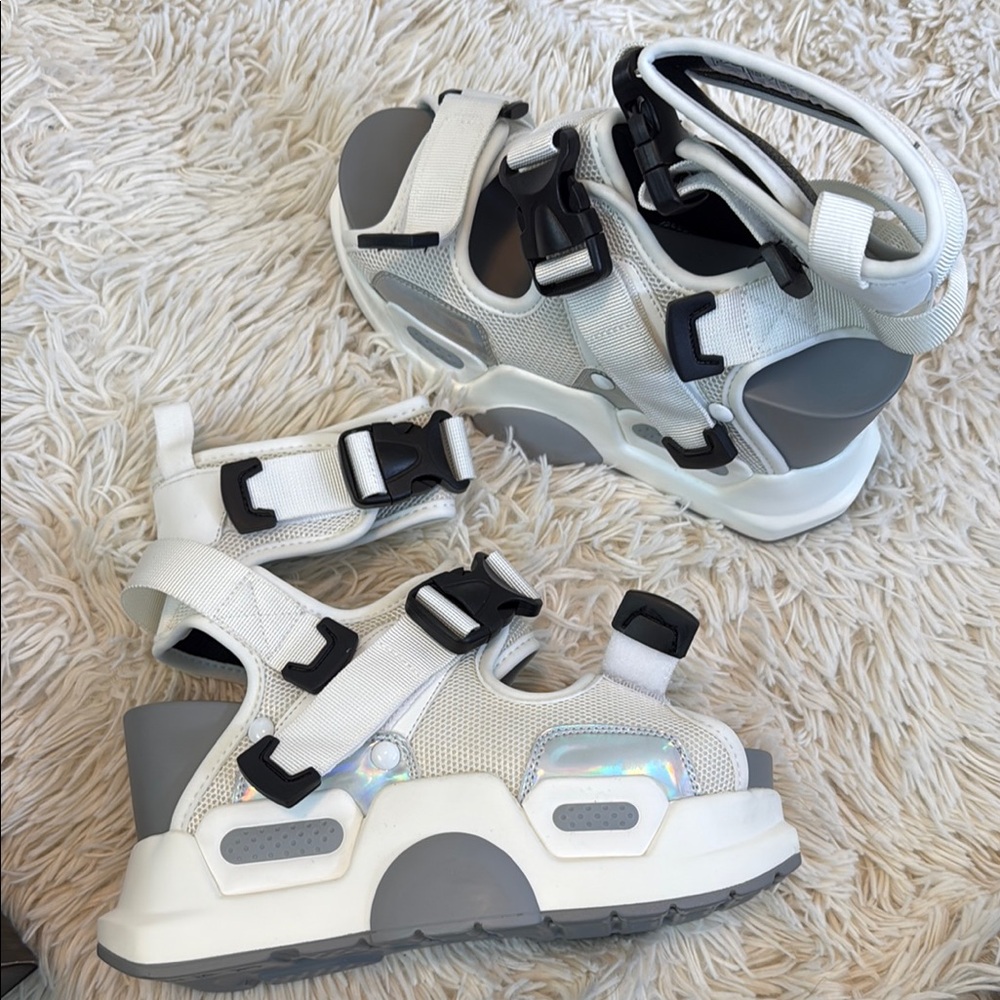 Anthony Wang Mulberry White Holo Sandals